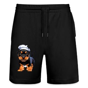 Rottweiler Restaurateur Chiens Chien de Cuisine Chiot - Short de jogging bio TRAINER Stanley/Stella unisexe - noir - Devant - Nik (191cm) & Marisol (170cm)