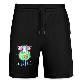 GuteLaune Whisky - Stanley/Stella Unisex Bio Joggingshorts Trainer  - Schwarz - Vorne - Nik (191cm) & Marisol (170cm)