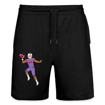 Ballsport - Stanley/Stella Unisex Bio Joggingshorts Trainer  - Schwarz - Vorne - Nik (191cm) & Marisol (170cm)