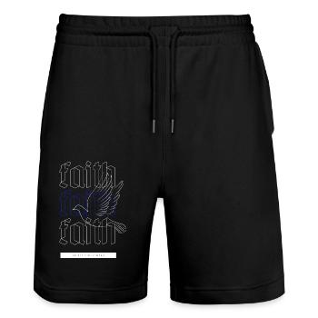 Faith Taube PrintZ - Stanley/Stella Unisex Bio Joggingshorts Trainer  - Schwarz - Vorne - Nik (191cm) & Marisol (170cm)