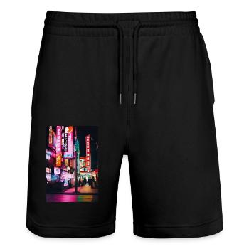 Tokyo Neon I - Short de jogging bio TRAINER Stanley/Stella unisexe - noir - Devant - Nik (191cm) & Marisol (170cm)