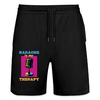 Karaoke ist meine Therapie - Stanley/Stella Unisex Bio Joggingshorts Trainer  - Schwarz - Vorne - Nik (191cm) & Marisol (170cm)