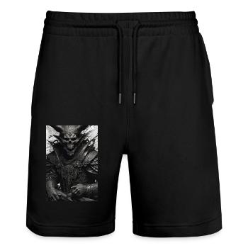 Dämon - Stanley/Stella Unisex Bio Joggingshorts Trainer  - Schwarz - Vorne - Nik (191cm) & Marisol (170cm)
