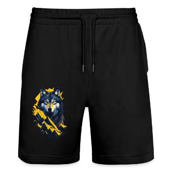 wolf - Stanley/Stella Trainer Unisex Organic Jogging Shorts - black - Front - Nik (191cm) & Marisol (170cm)