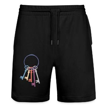 Schlüsselbund - Stanley/Stella Unisex Bio Joggingshorts Trainer  - Schwarz - Vorne - Nik (191cm) & Marisol (170cm)