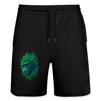 Cannabis Affe Unser Cannabis-affiger Style - Stanley/Stella Unisex Bio Joggingshorts Trainer  - Schwarz - Vorne - Nik (191cm) & Marisol (170cm)