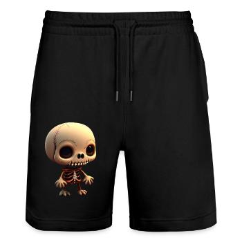 Joyeux Halloween squelette mignon effrayant drôle effrayant - Short de jogging bio TRAINER Stanley/Stella unisexe - noir - Devant - Nik (191cm) & Marisol (170cm)