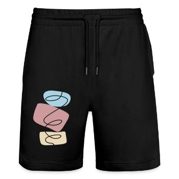 Abstract Design Stacking Stones - Stanley/Stella Trainer Unisex Organic Jogging Shorts - black - Front - Nik (191cm) & Marisol (170cm)
