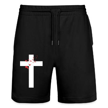 Faith Kreuz mit Vögel - Stanley/Stella Unisex Bio Joggingshorts Trainer  - Schwarz - Vorne - Nik (191cm) & Marisol (170cm)