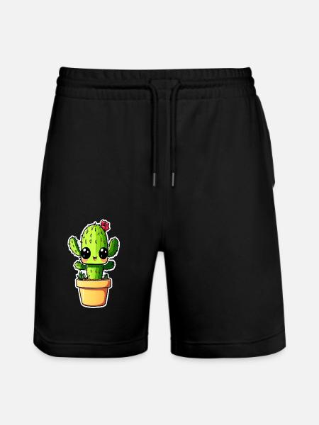 Cute Kawaii Cactus - Stanley/Stella Trainer Unisex Organic Jogging Shorts - black