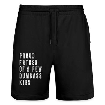 Stolzer Vater von ein paar Kindern Lustiger Papa-Papa-Witz - Stanley/Stella Unisex Bio Joggingshorts Trainer  - Schwarz - Vorne - Nik (191cm) & Marisol (170cm)
