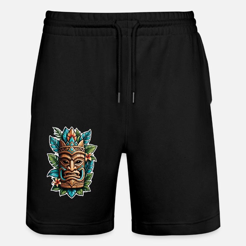 tiki beach - statue polynèsie - Short de jogging bio TRAINER Stanley/Stella unisexe - noir