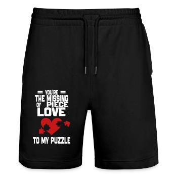 Valentinstag 2024 Zitate Lovers Day Geschenk - Stanley/Stella Unisex Bio Joggingshorts Trainer  - Schwarz - Vorne - Nik (191cm) & Marisol (170cm)