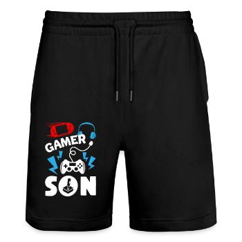 Gamer Son - Stanley/Stella Unisex Bio Joggingshorts Trainer  - Schwarz - Vorne - Nik (191cm) & Marisol (170cm)