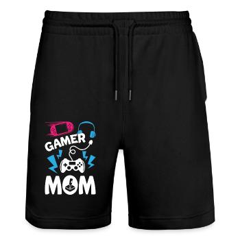 Maman Gamer - Short de jogging bio TRAINER Stanley/Stella unisexe - noir - Devant - Nik (191cm) & Marisol (170cm)