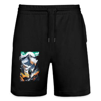 randonnée nature et montagne - Short de jogging bio TRAINER Stanley/Stella unisexe - noir - Devant - Nik (191cm) & Marisol (170cm)