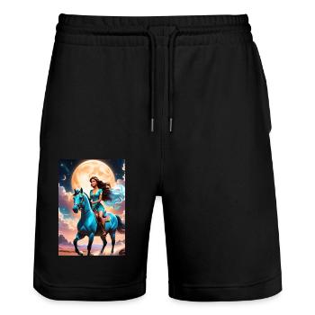 personalisiertes Design-Muttergeschenk - Stanley/Stella Unisex Bio Joggingshorts Trainer  - Schwarz - Vorne - Nik (191cm) & Marisol (170cm)