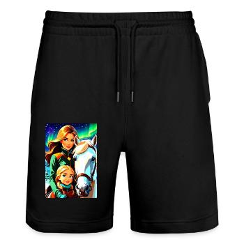 personalisiertes Design-Muttergeschenk - Stanley/Stella Unisex Bio Joggingshorts Trainer  - Schwarz - Vorne - Nik (191cm) & Marisol (170cm)