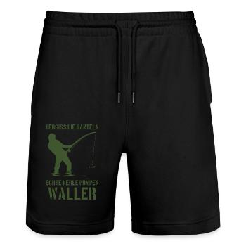 Vergiss die Hanteln echte Kerle pumpen Waller - Stanley/Stella Unisex Bio Joggingshorts Trainer  - Schwarz - Vorne - Nik (191cm) & Marisol (170cm)