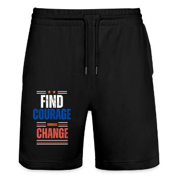 Find Courage Embrace Change - Short de jogging bio TRAINER Stanley/Stella unisexe - noir - Devant - Nik (191cm) & Marisol (170cm)