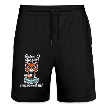 Good morning? Very thin ice! - Stanley/Stella Trainer Unisex Organic Jogging Shorts - black - Front - Nik (191cm) & Marisol (170cm)