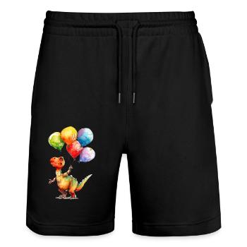 Saurier mit bunten Luftballons - Stanley/Stella Unisex Bio Joggingshorts Trainer  - Schwarz - Vorne - Nik (191cm) & Marisol (170cm)