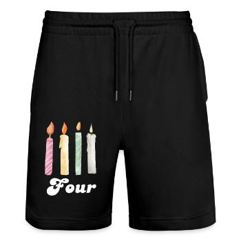 Kerze zum 4. Jahrestag - Stanley/Stella Unisex Bio Joggingshorts Trainer  - Schwarz - Vorne - Nik (191cm) & Marisol (170cm)