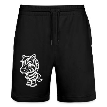 zebra comic - Stanley/Stella Unisex Bio Joggingshorts Trainer  - Schwarz - Vorne - Nik (191cm) & Marisol (170cm)