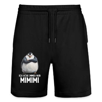 Pinguin Vogel Küken Ich höre immer nur Mimimi - Stanley/Stella Unisex Bio Joggingshorts Trainer  - Schwarz - Vorne - Nik (191cm) & Marisol (170cm)