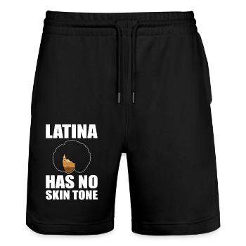 Afro Latina - Stanley/Stella Trainer Unisex Organic Jogging Shorts - black - Front - Nik (191cm) & Marisol (170cm)