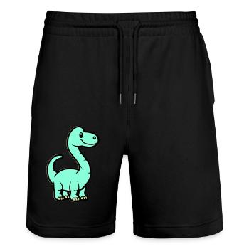 Bande dessinée Dinosaure Brontosaure - Short de jogging bio TRAINER Stanley/Stella unisexe - noir - Devant - Nik (191cm) & Marisol (170cm)