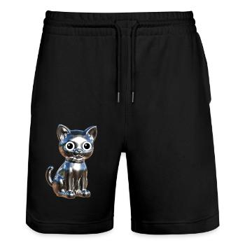 Metallic Chrom Elegance - Stanley/Stella Unisex Bio Joggingshorts Trainer  - Schwarz - Vorne - Nik (191cm) & Marisol (170cm)