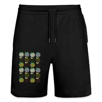 Motif Pomme 2 - Short de jogging bio TRAINER Stanley/Stella unisexe - noir - Devant - Nik (191cm) & Marisol (170cm)