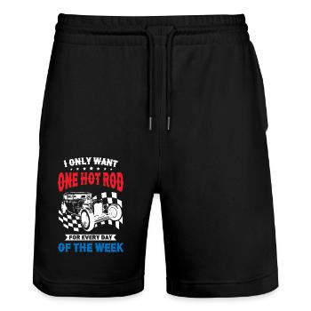 I Only Want One Hot Rod For Every Day Of The Week - Stanley/Stella Unisex Bio Joggingshorts Trainer  - Schwarz - Vorne - Nik (191cm) & Marisol (170cm)