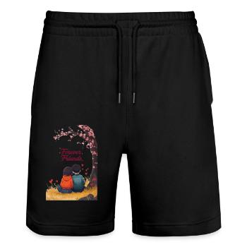 Freunde für immer - Stanley/Stella Unisex Bio Joggingshorts Trainer  - Schwarz - Vorne - Nik (191cm) & Marisol (170cm)