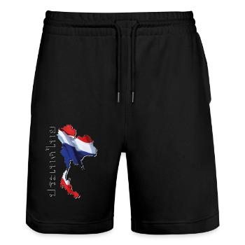 Thailand flag in Thailand map TH - Stanley/Stella Trainer Unisex Organic Jogging Shorts - black - Front - Nik (191cm) & Marisol (170cm)