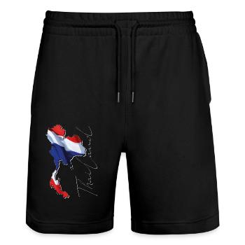 Thailand flag on the Thailand map EN - Stanley/Stella Trainer Unisex Organic Jogging Shorts - black - Front - Nik (191cm) & Marisol (170cm)