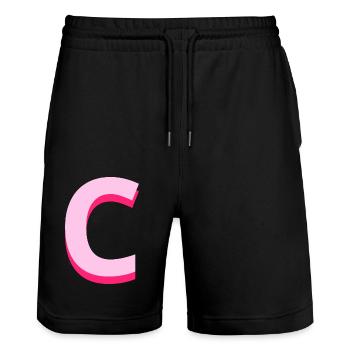 Letter c pink pop and modern - Stanley/Stella Trainer Unisex Organic Jogging Shorts - black - Front - Nik (191cm) & Marisol (170cm)