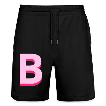 Lettre b rose pop et moderne - Short de jogging bio TRAINER Stanley/Stella unisexe - noir - Devant - Nik (191cm) & Marisol (170cm)