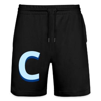Pop und moderner blauer Buchstabe c - Stanley/Stella Unisex Bio Joggingshorts Trainer  - Schwarz - Vorne - Nik (191cm) & Marisol (170cm)