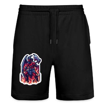 Feuerdämon - Stanley/Stella Unisex Bio Joggingshorts Trainer  - Schwarz - Vorne - Nik (191cm) & Marisol (170cm)