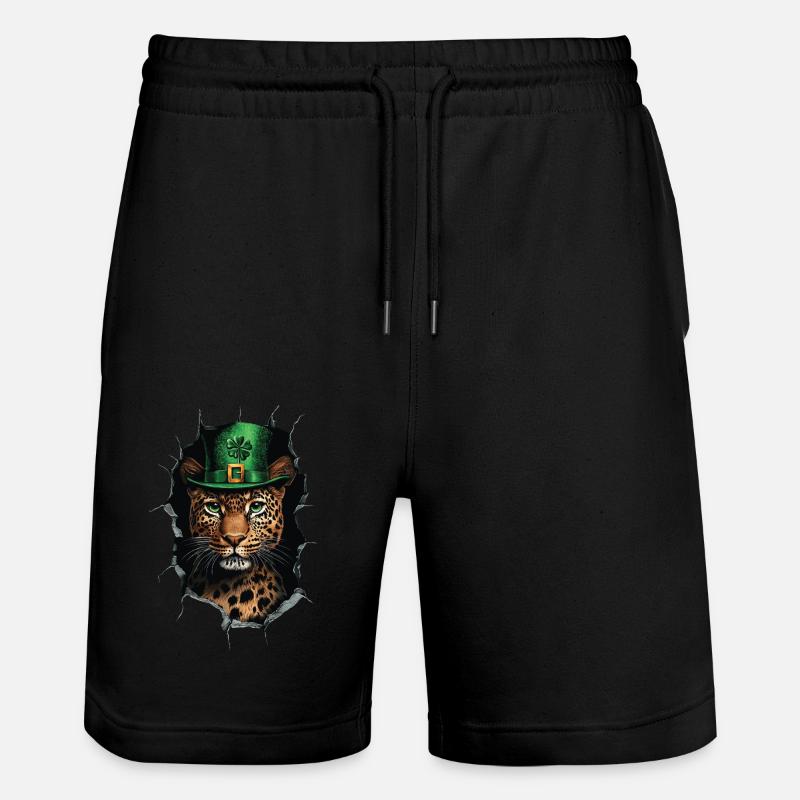 St. Patrick Leopard - Stanley/Stella Unisex Bio Joggingshorts Trainer  - Schwarz