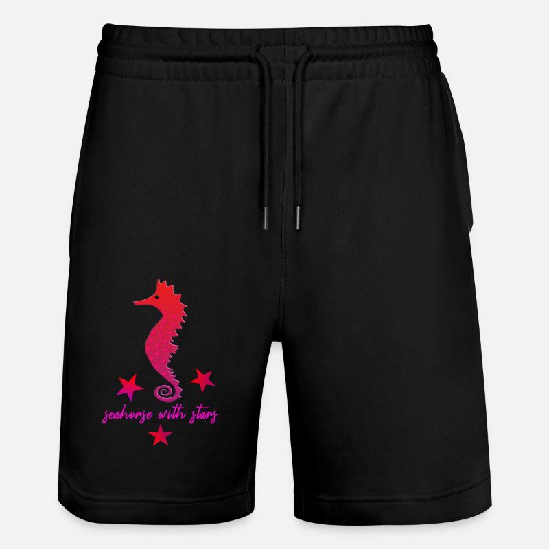 rotes Seepferdchen mit Sternchen pink - Stanley/Stella Unisex Bio Joggingshorts Trainer  - Schwarz