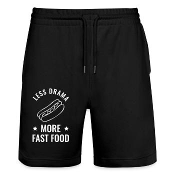 Hotdogs Fast Food Essen Geschenk Spruch Lustiges - Stanley/Stella Unisex Bio Joggingshorts Trainer  - Schwarz - Vorne - Nik (191cm) & Marisol (170cm)