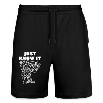 Pizza Fast Food Essen Geschenk Geschenkidee - Stanley/Stella Unisex Bio Joggingshorts Trainer  - Schwarz - Vorne - Nik (191cm) & Marisol (170cm)