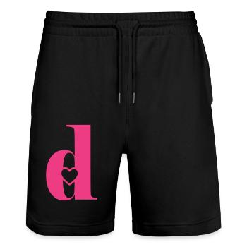 Buchstabe d Anfangsbuchstabe mit Herz - Stanley/Stella Unisex Bio Joggingshorts Trainer  - Schwarz - Vorne - Nik (191cm) & Marisol (170cm)