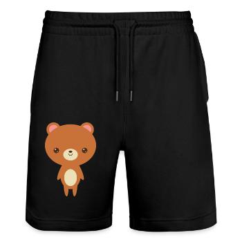 ours en peluche brun - Short de jogging bio TRAINER Stanley/Stella unisexe - noir - Devant - Nik (191cm) & Marisol (170cm)