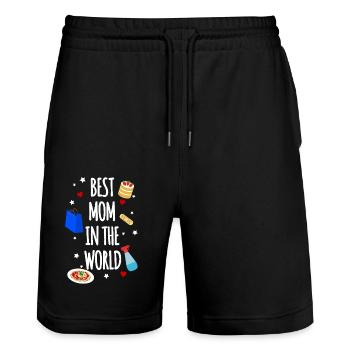 Best Mom - Stanley/Stella Trainer Unisex Organic Jogging Shorts - black - Front - Nik (191cm) & Marisol (170cm)