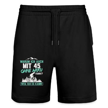 45 Geburtstag Radfahrer 45 Jahre Spruch - Stanley/Stella Unisex Bio Joggingshorts Trainer  - Schwarz - Vorne - Nik (191cm) & Marisol (170cm)
