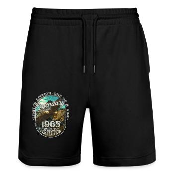 Legendary since 1965 - Stanley/Stella Trainer Unisex Organic Jogging Shorts - black - Front - Nik (191cm) & Marisol (170cm)